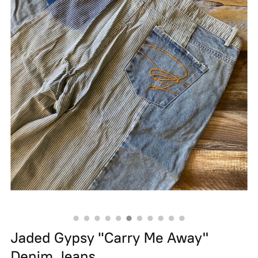 Patchwork Wide-Leg Jeans in Light Blue and Cream - Picture 8 of 14